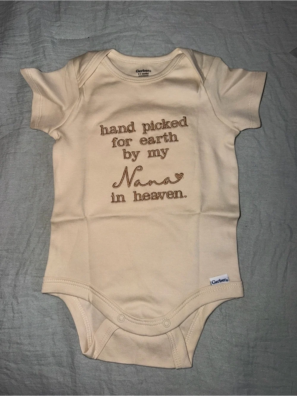 Gerber Cream 'Hand Picked for Earth by My Nana' Baby One-Piece